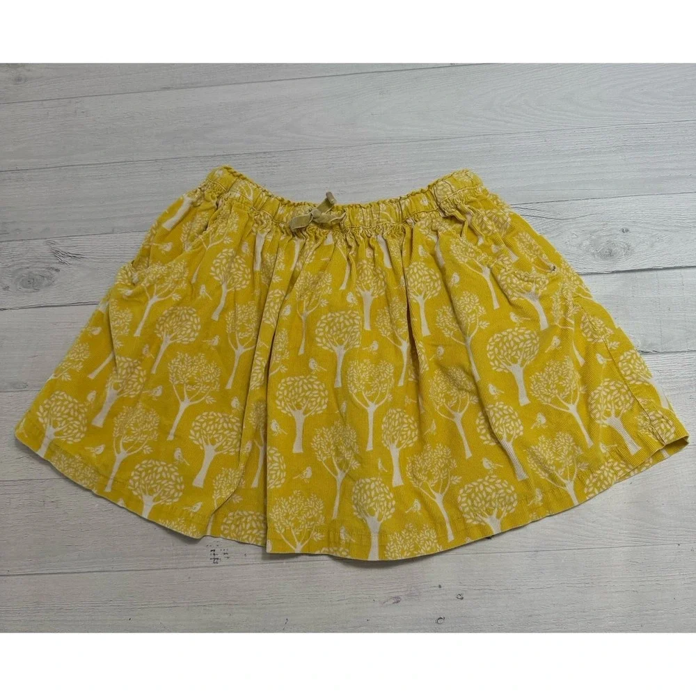 Mini Boden girls‎ yellow corduroy skirt with trees size 6/7